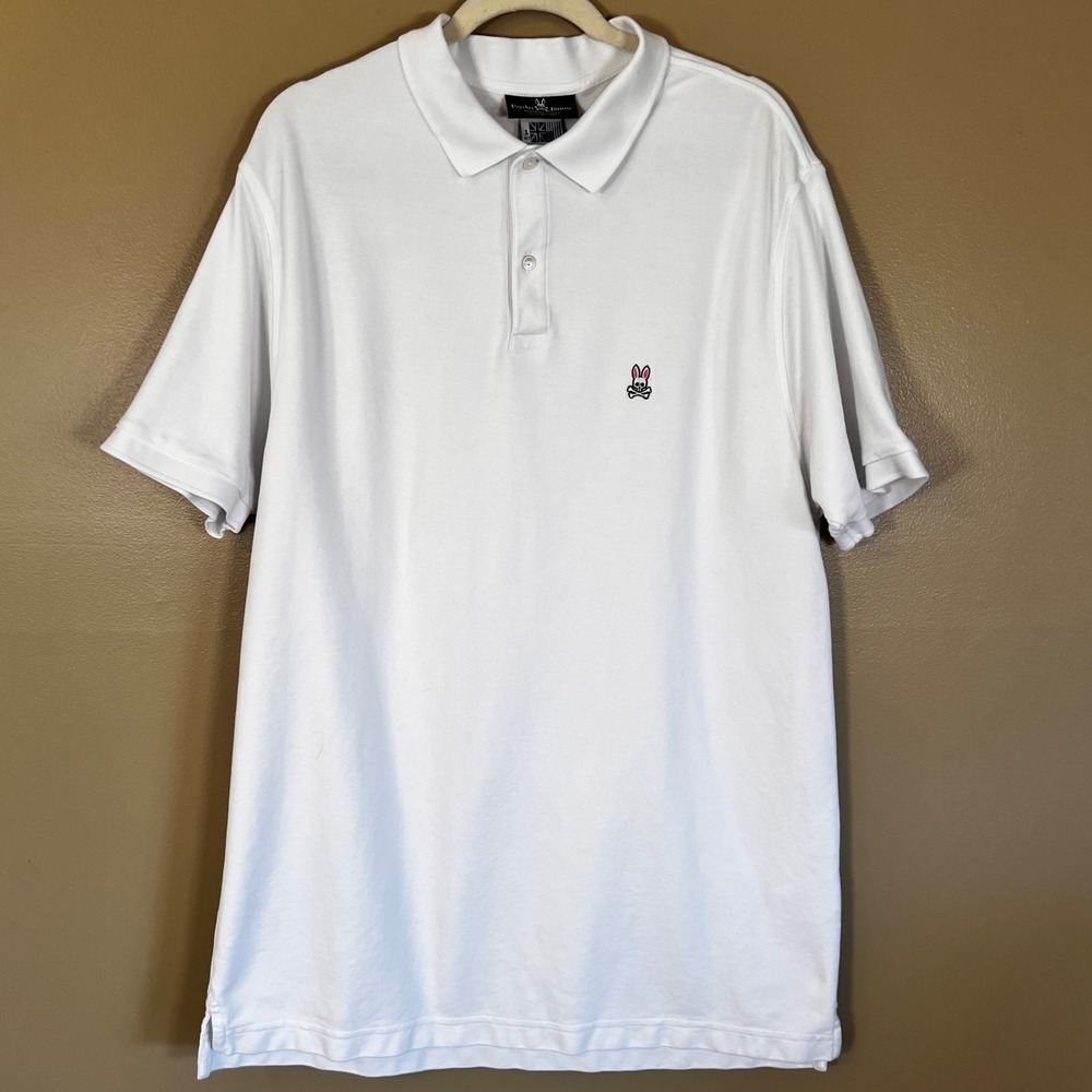 Psycho Bunny‎ Men's White 100% Pima cotton 1 XLT Embroidered Bunny Logo
